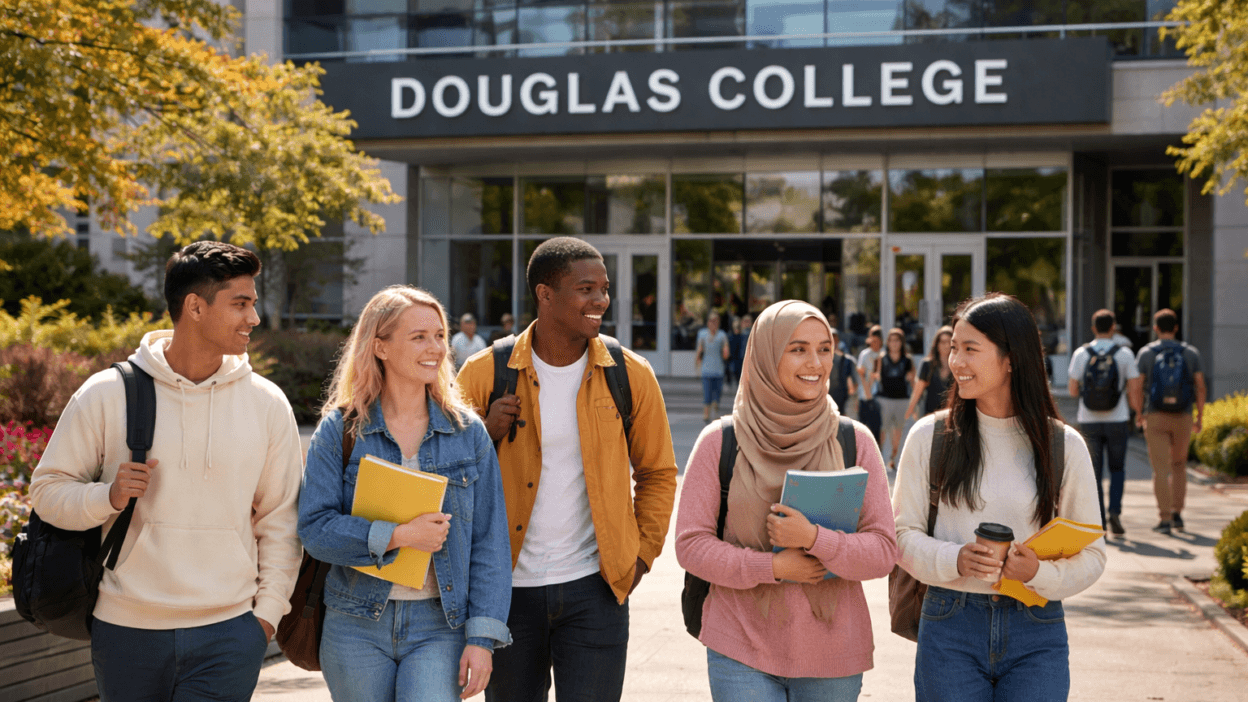Douglas College campus in British Columbia offering scholarships for international students in Canada